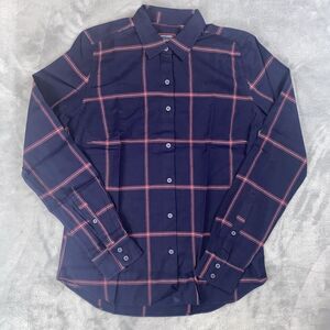 UNTUCKit Women's Mavrodaphne Button Front Flannel Shirt Size 0 Blue Windowpane